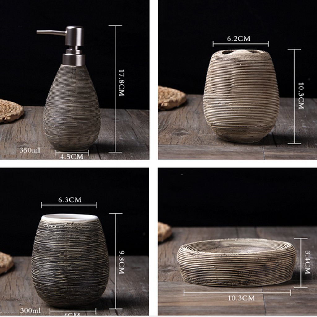 Manual Creativo de cerámica de Estilo Europeo Conjunto de baño 5 Piezas Suministros de baño Soporte de Cepillo de Dientes dispensador de jabón Soporte de jabón Enjuague Taza Juegos