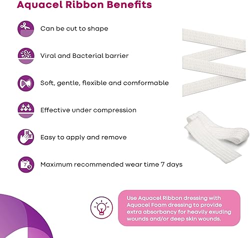 Miniatura 12 de ConvaTec AQUACEL - Apósito absorbente de hidrofibra extra de 6 x 6 pulgadas para heridas moderadas a altamente exudantes, fibras de fortalecimiento