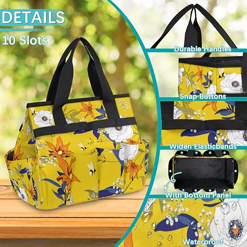 Miniatura 5 de Bolsa de herramientas de jardín con diseño de mariposas y abejas de flores para mujeres y hombres, bolsas de almacenamiento de herramientas de