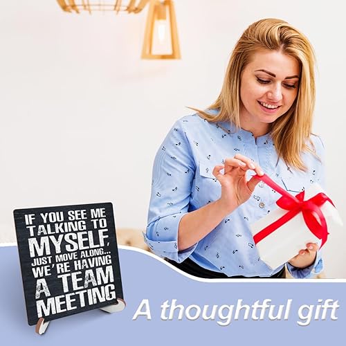 Miniatura 3 de Letrero de madera con texto en inglés "Team Meeting" para decoración de escritorio, divertido letrero de decoración de oficina, cubículo, placa de
