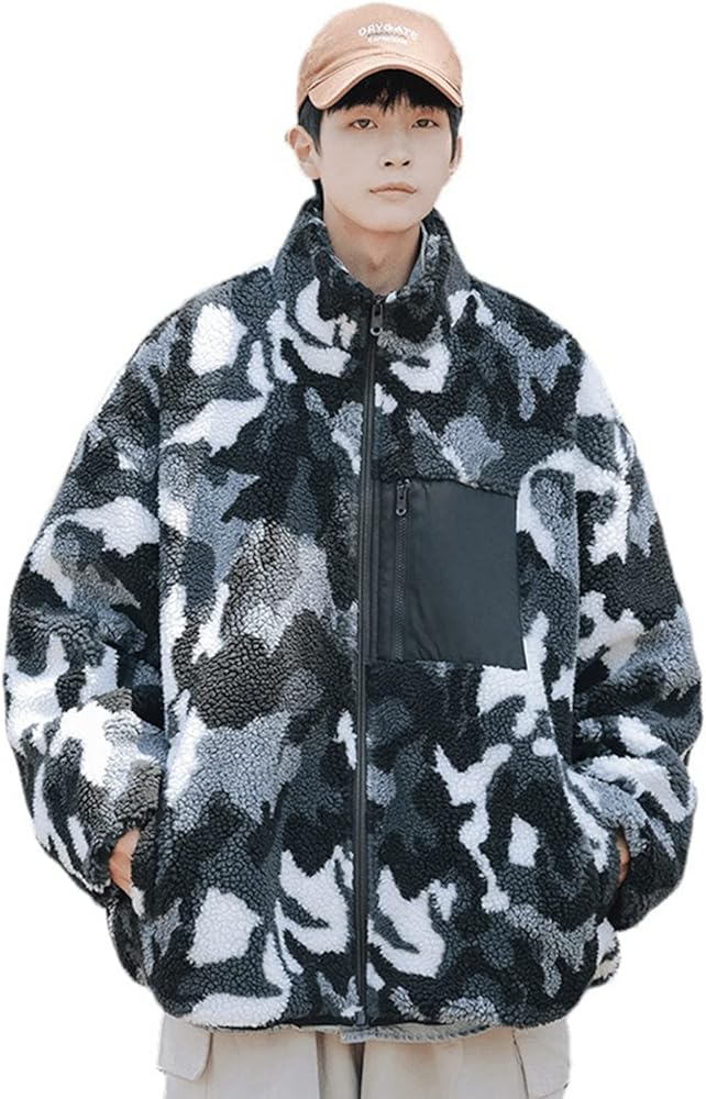 Amazon | [RAMEMO] メンズ ボアジャケット 迷彩 カモフラ柄 スタジャン