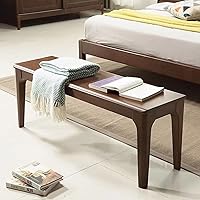 Vista 3 de Banco de comedor, banco de madera de roble macizo, mesa de comedor para interiores, hogar, dormitorio, extremo de cama, restaurante, muebles