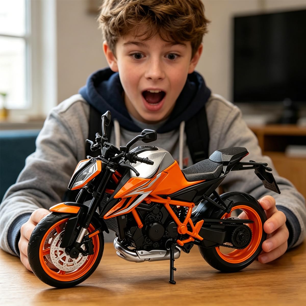 Fuwraixis 1/12 Scala Motocicletta in lega, 1290 Super Duke R Modelli di moto popolari, Giocattoli da Racing Car, Oggetti da collezione e decorativi, Regali per ragazzi e adulti