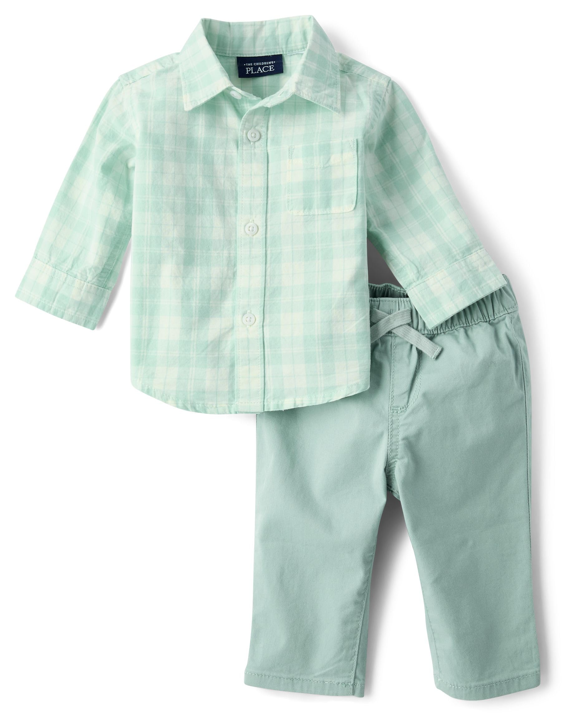 The Childrens Place Baby Boys And Newborn Long Sleeve Top and Pants 2-piece Outfit Set