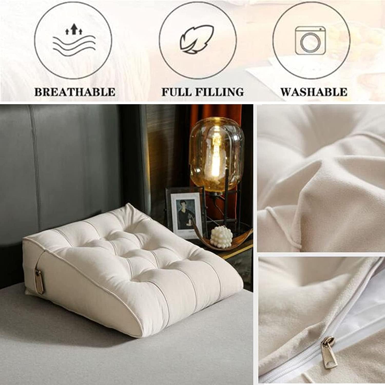 Full Size Headboard Bed Backboard Wedge Headboard for Home Bedroom Headboard Upholstered Headboard(Size:21.6"/55cm,Color:White)