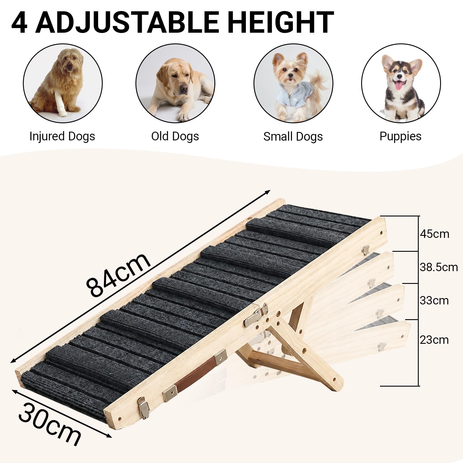 Rampa per Cani Piccoli Regolabile, Pedana per Cani Pieghevole, Rampe per can Adatto a di piccola Taglia, Antiscivolo