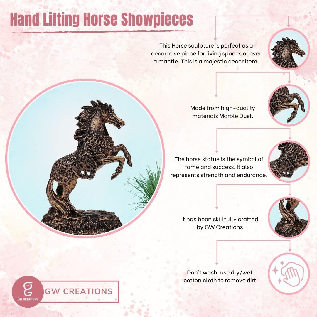Golden Horse Statue - Wealth & Success Decor -8