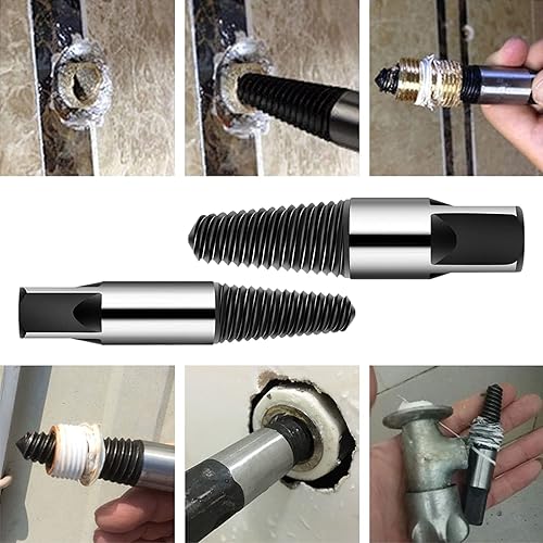 Miniatura 5 de Eagles Juego de 4 extractores de tubos de agua, juego de grifos NPT de acero al carbono de 12 a 34 pulgadas, kit de reparación de válvula triangular