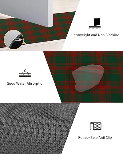 Miniatura 2 de Tapete de baño a cuadros rojos y verdes para bañera, antideslizante, de secado rápido y absorbente, de tierra de diatomeas, fregadero de ducha,