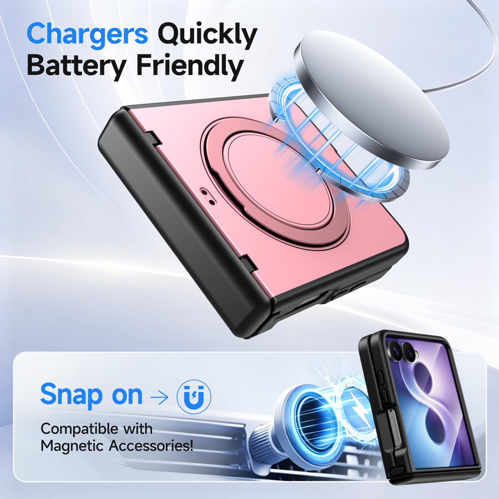Magnetyczne etui do Samsung Galaxy Z Flip 8, obrotowa metalowa podstawka