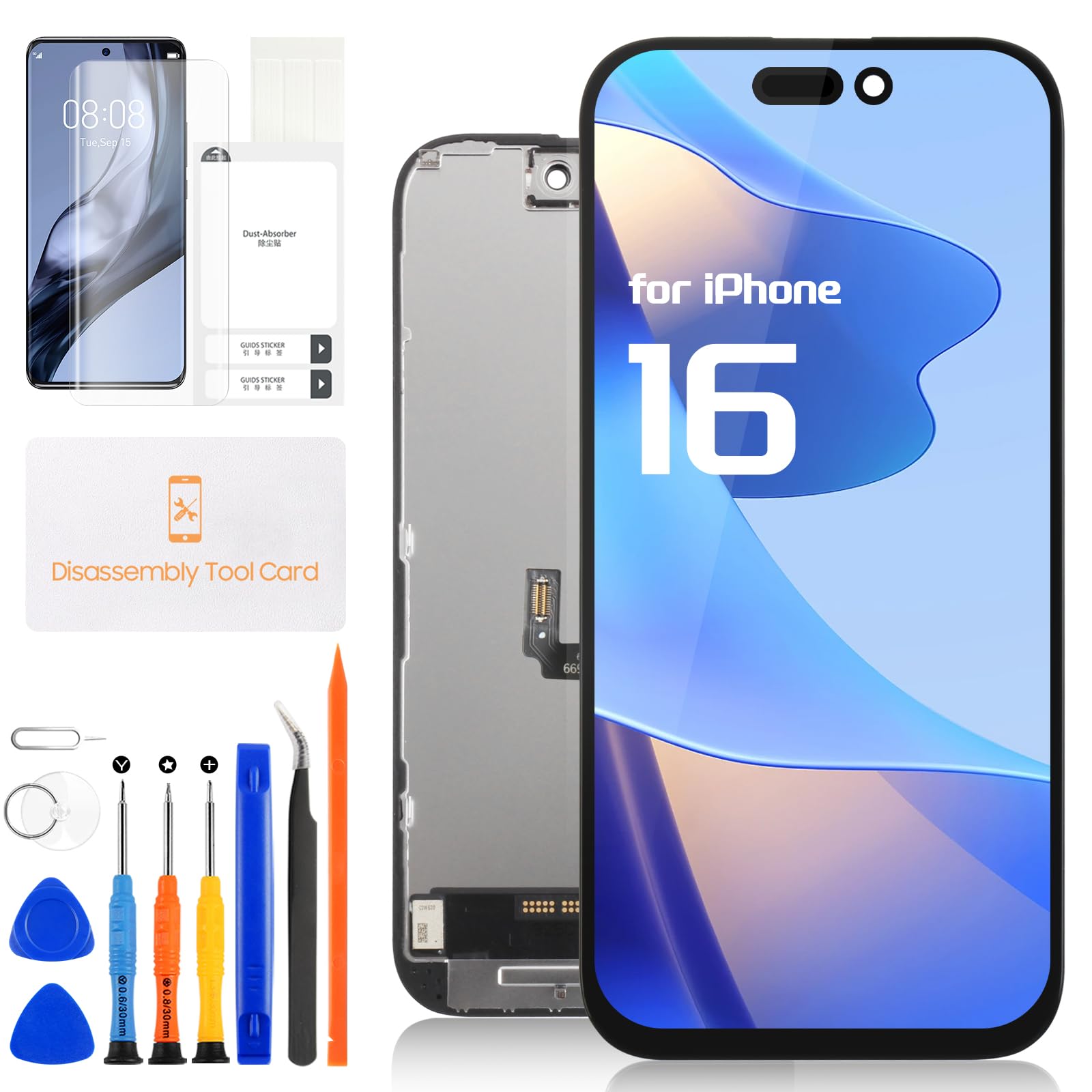 Écran LCD iPhone 16 bloc afficheur tactile haute réactivité avec outils complets - 8