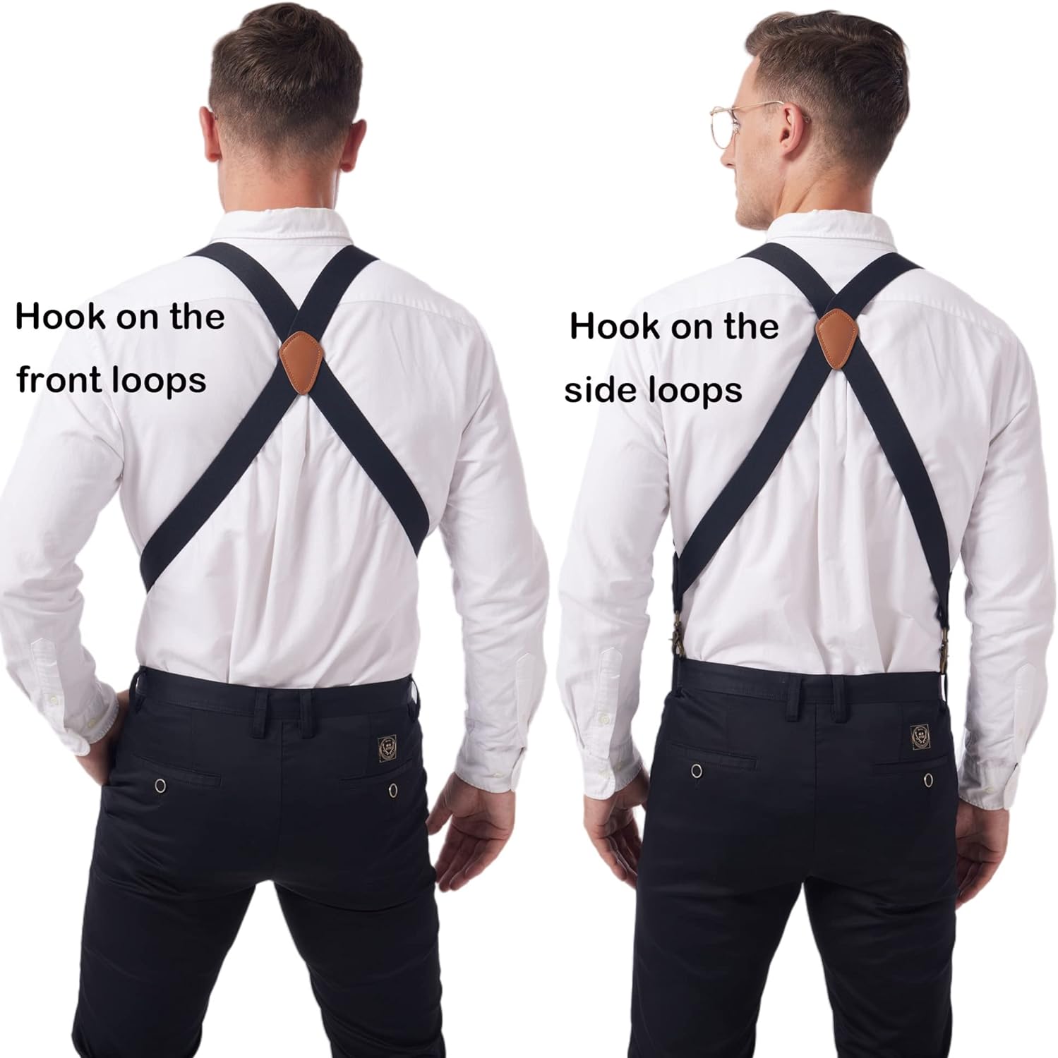 LazarsSpace Hook On Suspenders for Men X Back with 2 Side Swivel Snap Hooks and 1.5 Inch Wide Adjustable Strap at  Men’s Clothing store