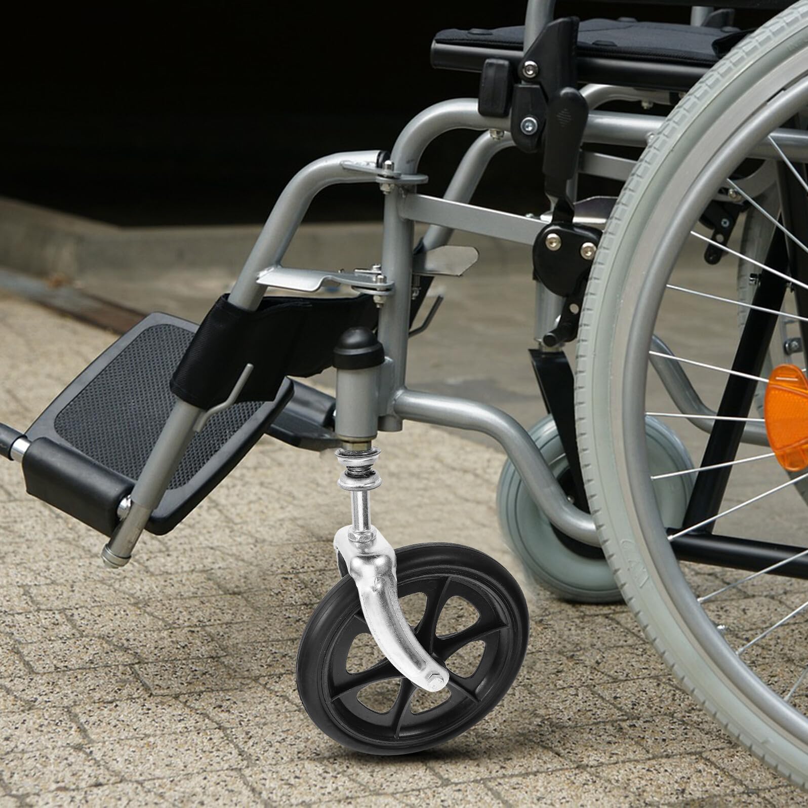 Rueda Delantera de Silla de Ruedas de 20cm, Recambio Negro