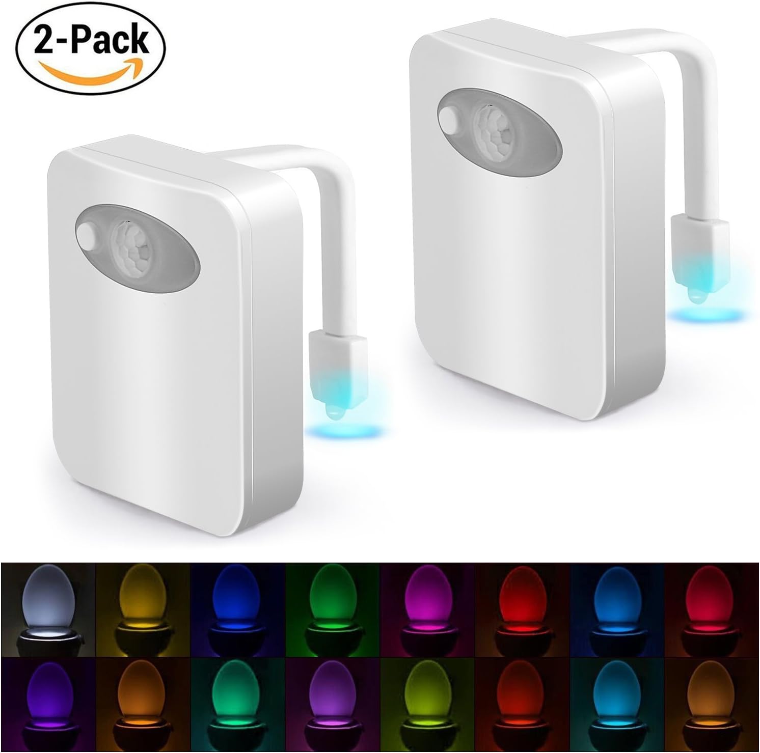 Toilet Night Light, LED Sensor Motion Activated Toilet Bowl Light for Bathroom Washroom, 16 Color Changing, Battery Operated