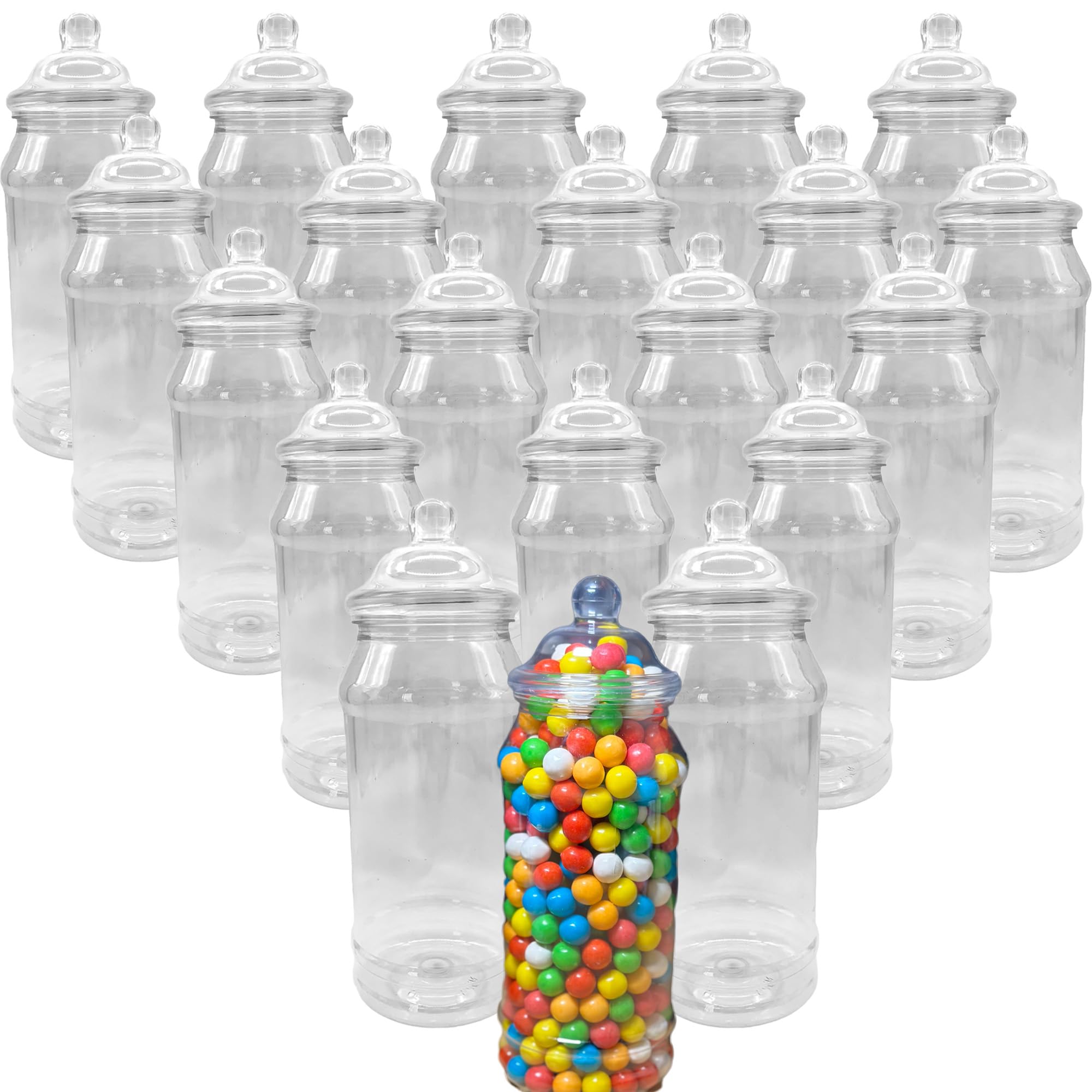 20 x 970ml Tall Plastic Victorian Sweet Jars for Candy Buffet, Wedding, Party
