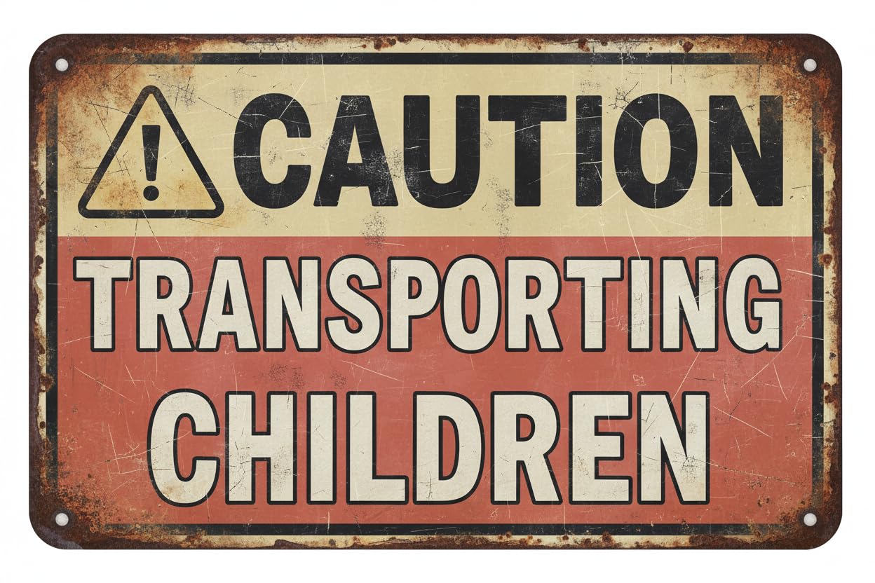 Wall Decor Caution Transporting Children Decal 8x12Inch Vintage Signs Aluminum Plates Printed