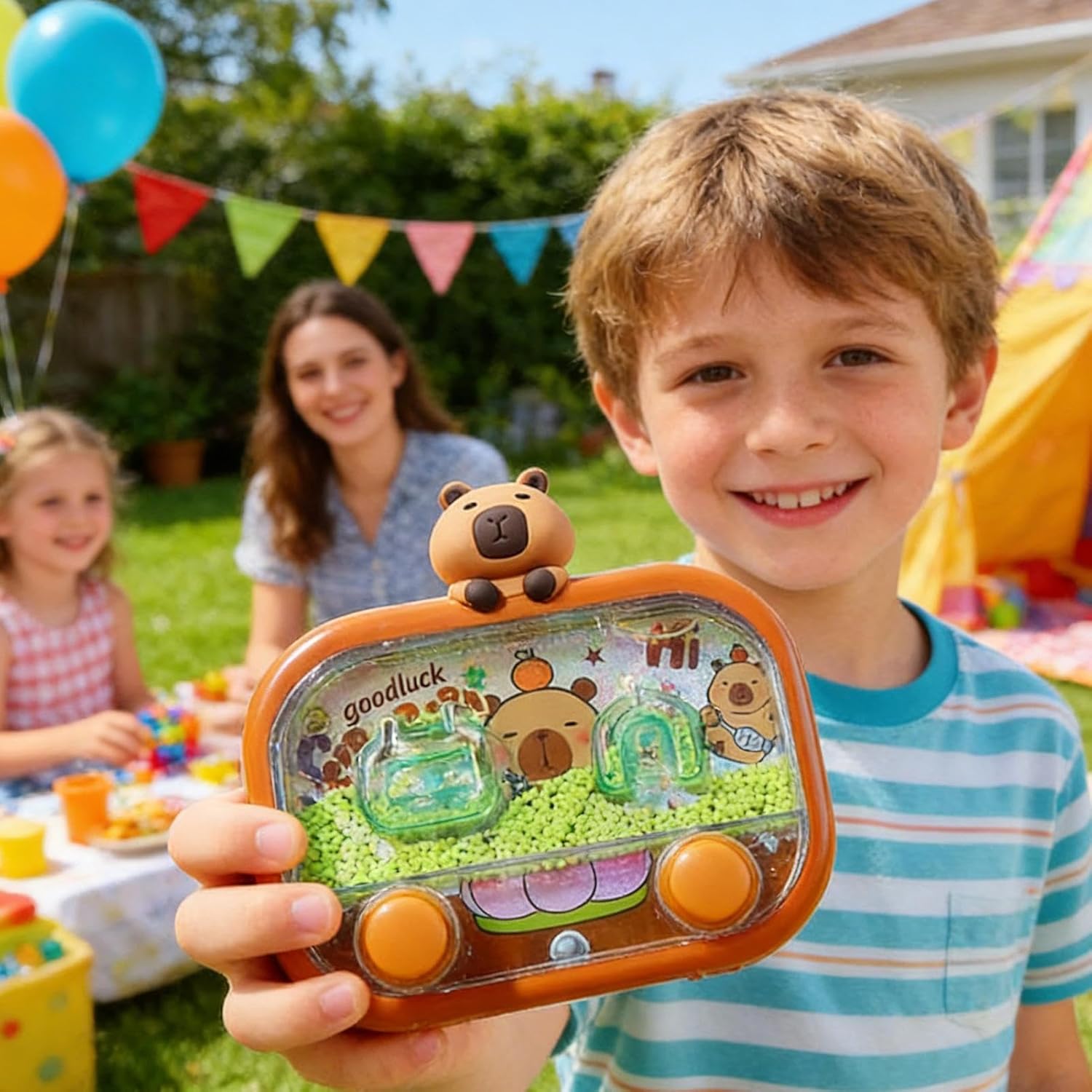 Water Games for Kids,Double-Button Beads Toss Toy - with LED Light Capybara Theme Water Pinball Game | for Children Boy Girl Youth Adult Student Travel School