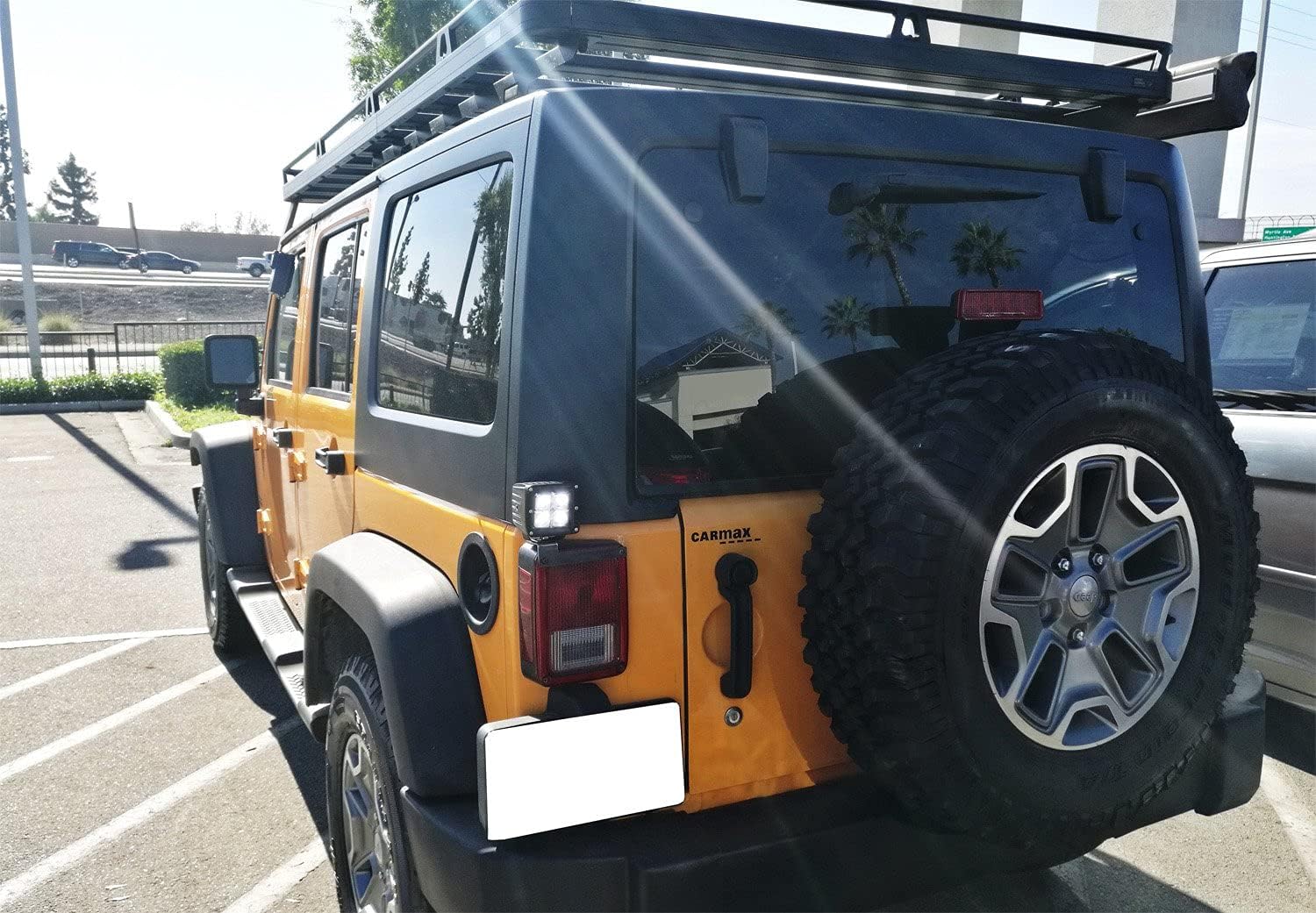 iJDMTOY Above Taillamp LED Pod Kit Compatible with Jeep 2007-17 Wrangler JK, Includes (2) 20W High Power LED Cubes, Rear Above Tail Light Mounting Brackets & On/Off Switch Wiring Kit