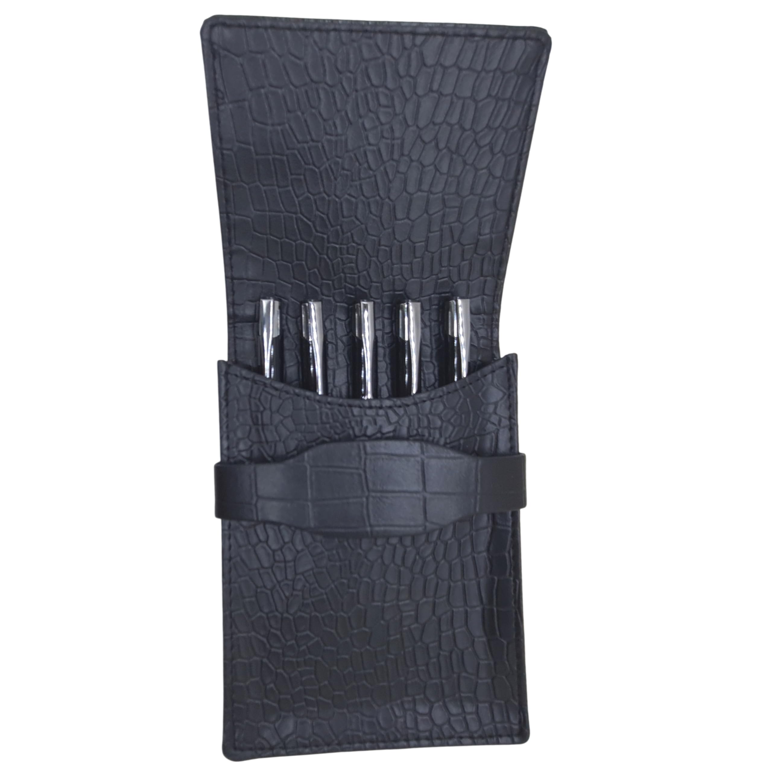 5 Slot Pen Pouch with Flap Closure | Faux Leather Pen Organizer Case for Fountain Pens, Rollerball Pens & Luxury Pens | Stylish Desk & Gift Pen Storage-image-2