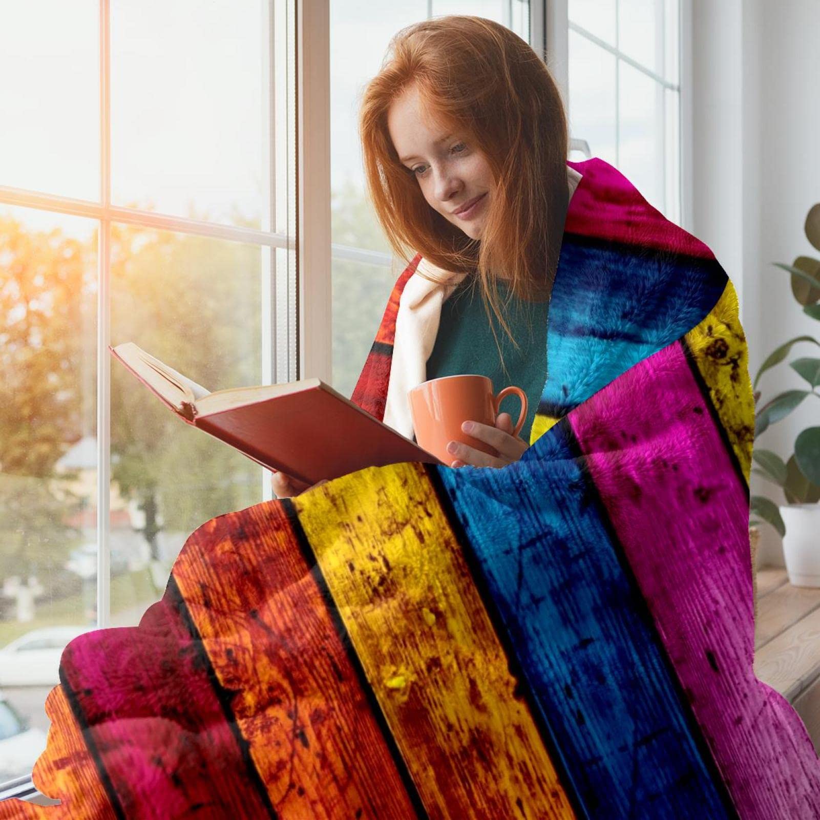Coperta in pile di legno resistente alle intemperie per divano, divano o letto