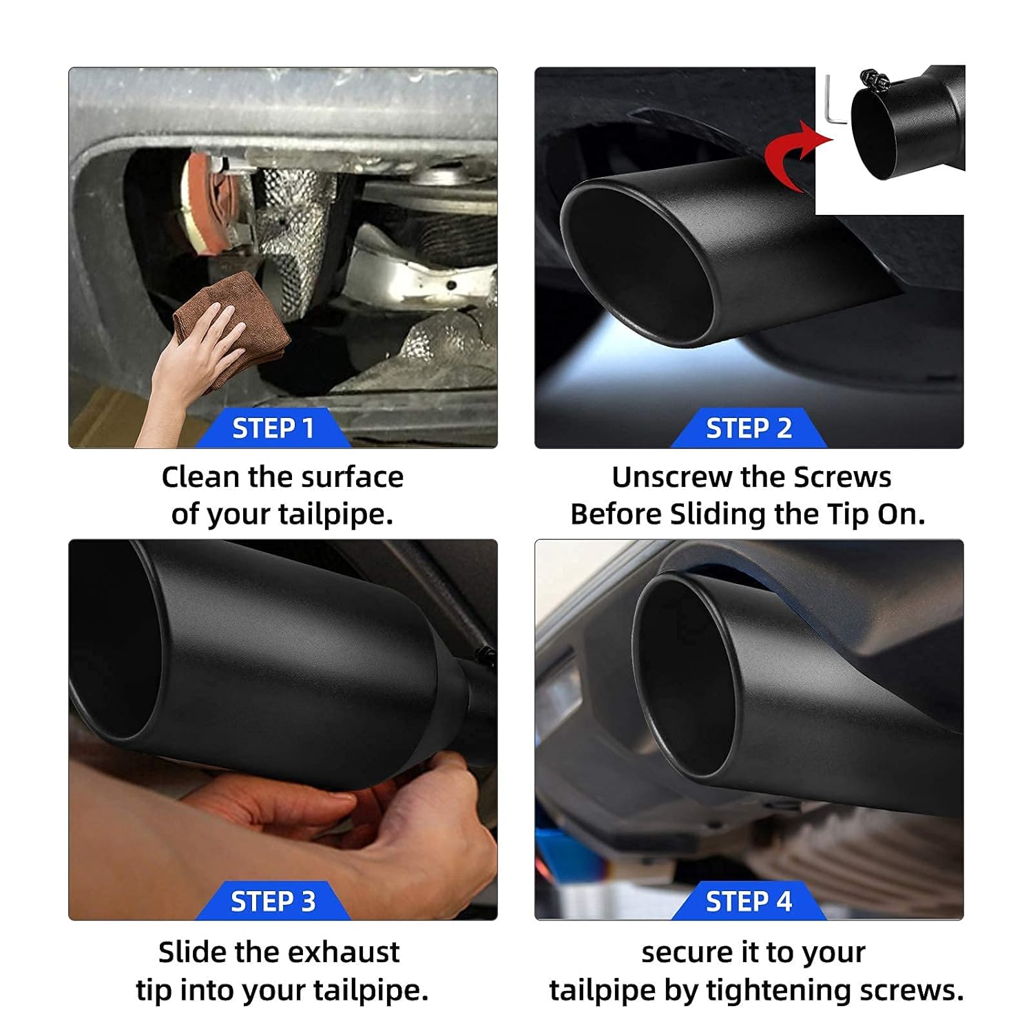 AUTOSAVER88 3 Inch Inlet Exhaust Tip, 3" Inlet 6" Outlet 15" Long Stainless Steel Exhaust Tips, Black Powder Coated Finish Tailpipe Tip Universal Fit for 3.0" OD Tailpipe, Bolt/Clamp On