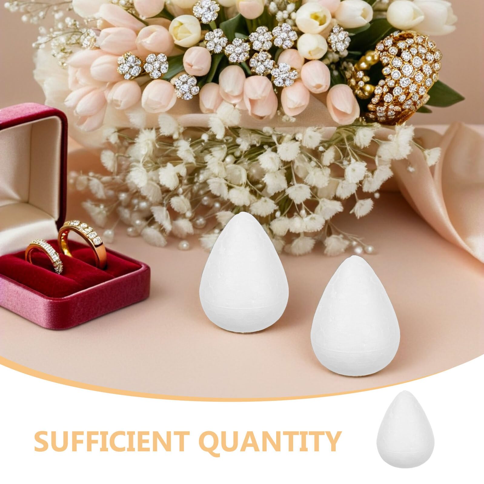 Cabilock 50 Boccioli di Rosa Bianca in Schiuma Artigianale per Decorazioni Fai da Te Matrimonio Feste Materiali Creativi Polistirolo Resistente per Composizioni Floreali e Addobbi Nuziali