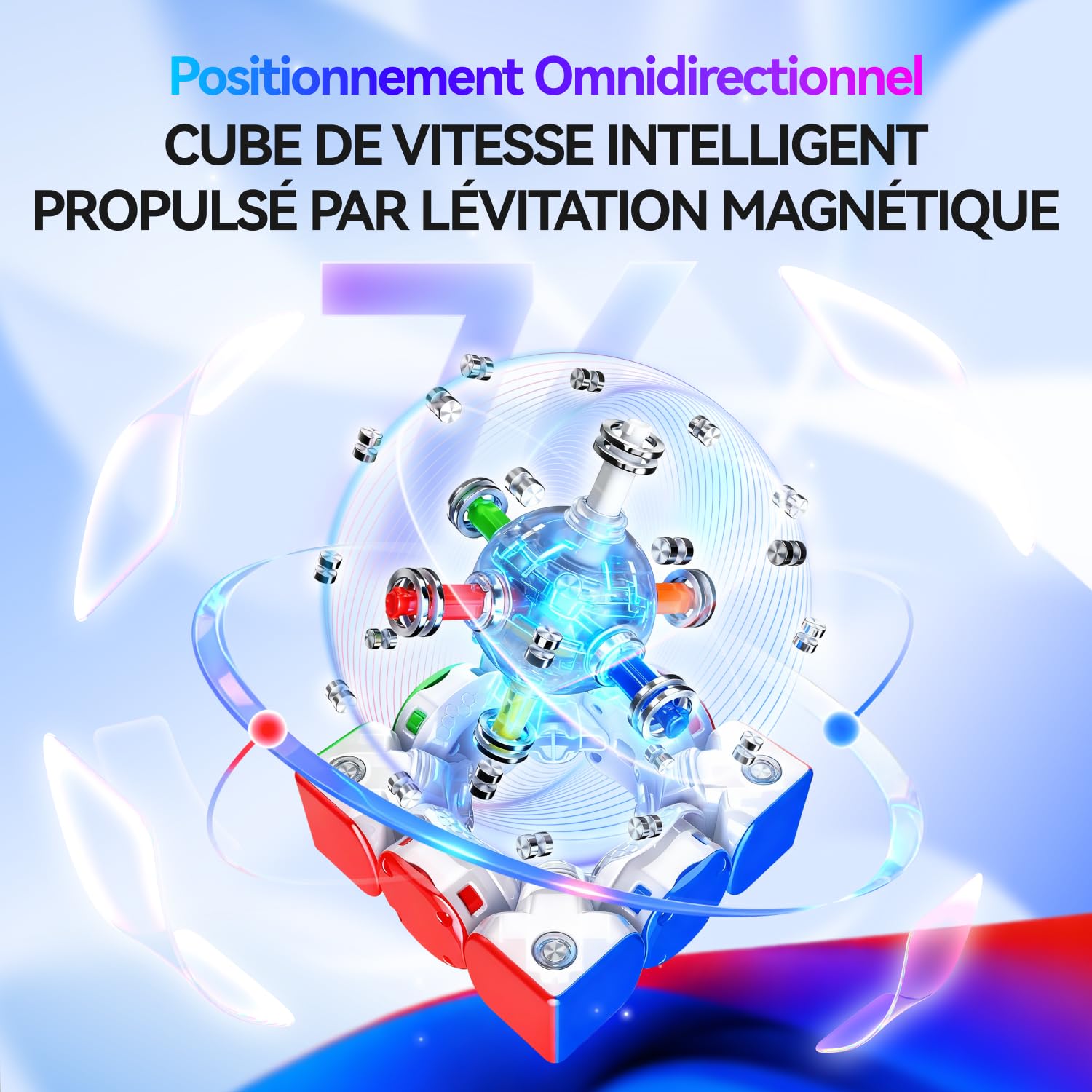 GAN i4 Leap Speed Cube 3x3, Magic Cube Connecté Bluetooth, Noyau Intelligent Omnidirectionnel avec Station de Charge GanPod, Suivi Gyroscopique Via l'App et Compétitions en Ligne