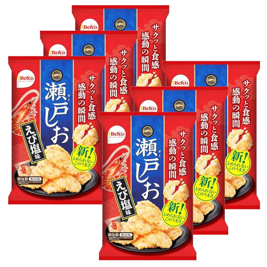 Amazon.co.jp: 栗山米菓 瀬戸しお えび塩味 83g (16枚) × 6袋