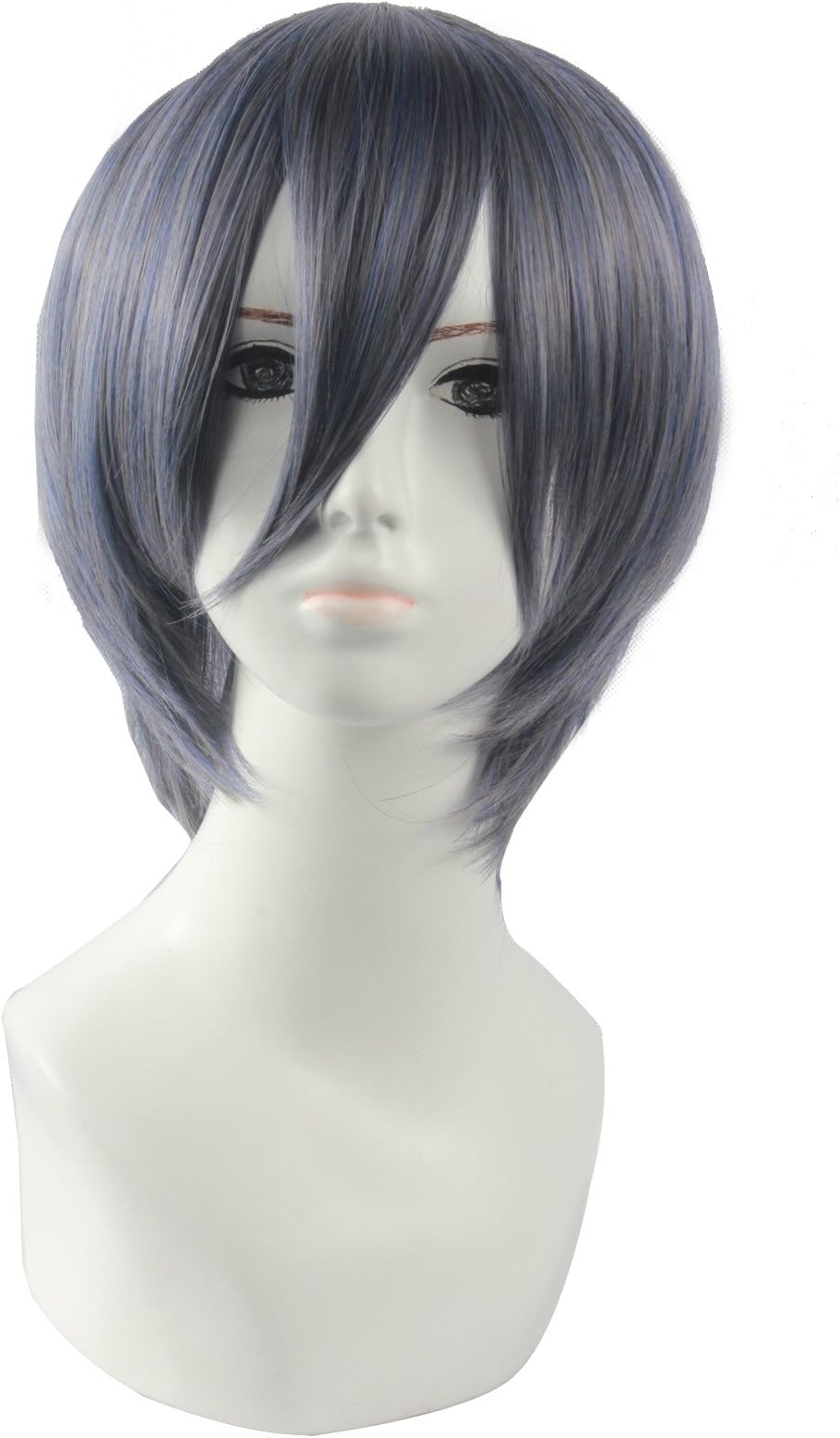Icoser 30cm Anime Cosplay Wigs Party Short Synthetic Hair for Hairpiece (Blue Gray)