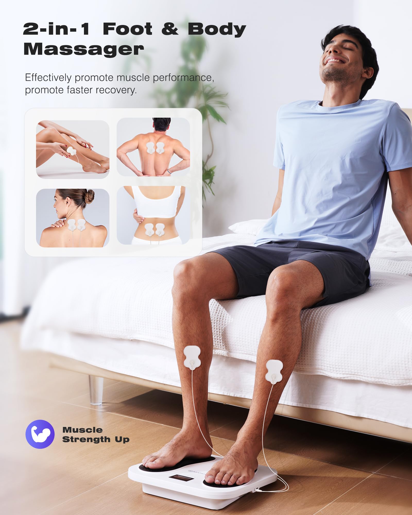 Medic Durchblutungs-Stimulator Beine & Fuß, EMS Fußmassagegerät Elektrisch mit TENS Elektroden Pads zur Neuropathie, Verbessert die Durchblutung, Linderung von Plantarfasziitis & Schmerz, Geschenk