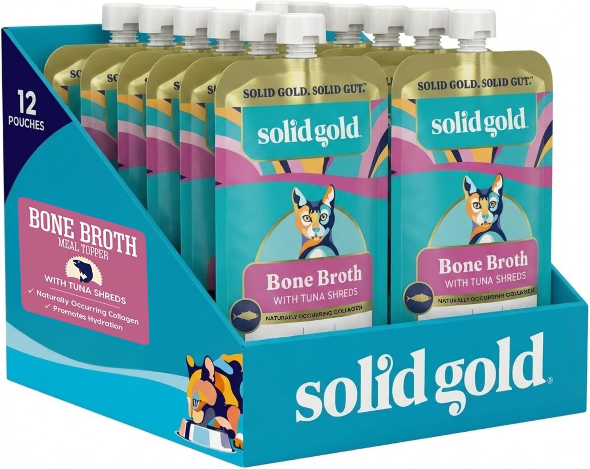 - Bone Broth Cat Food Topper - Limited Ingredient Lickable Cat Broth Pouches w/Tuna Protein Shreds & Collagen for Hydration & Gut Support - Easy to Serve Gravy for Cats Meal Topper - 12ct