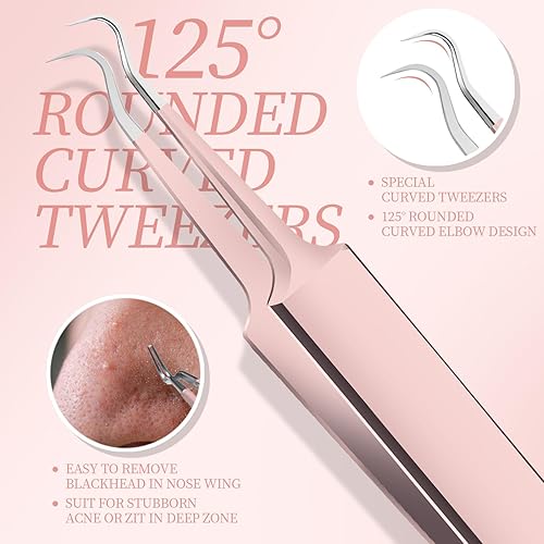 Miniatura 3 de Teenitor Kit de eliminación de puntos negros, kit de herramientas para reventar espinillas, 2 extractores de puntos negros, 1 pinzas de pelo