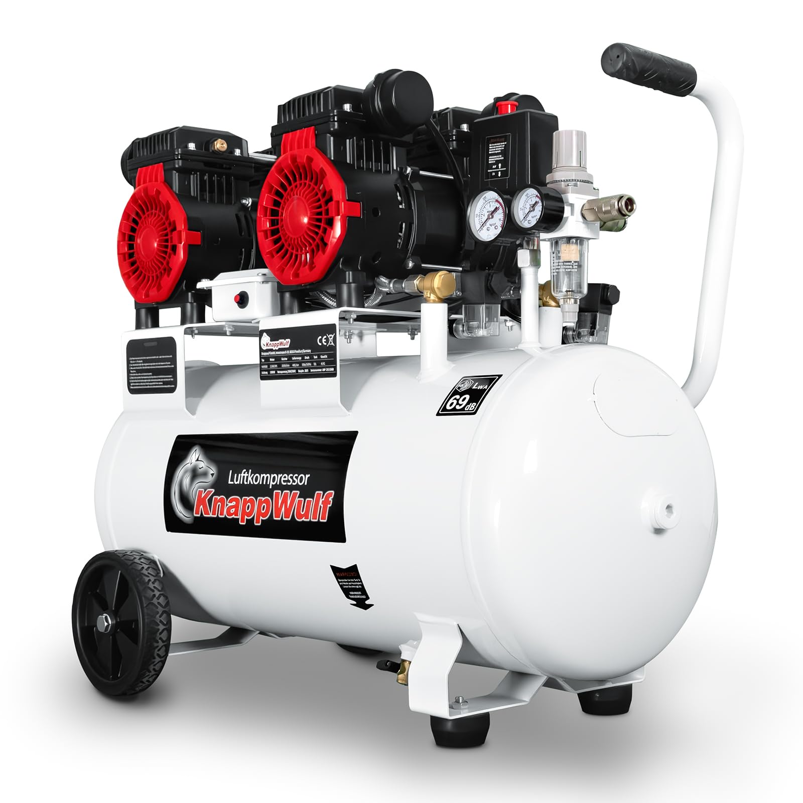 KnappWulf Compresor silencioso con caldera de 50 l, compresor de aire comprimido KW4050, 10 bar, 440 l/min