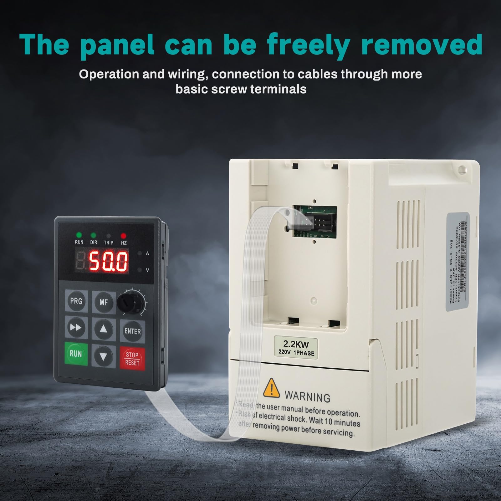 DEWIN Azionamento a Frequenza Variabile,2.2kW 220V Ingresso e Uscita Monofase,VFD Inverter Convertitore di Frequenza VFD（Modello di fabbrica:JLS-E-2S-2.2GB）