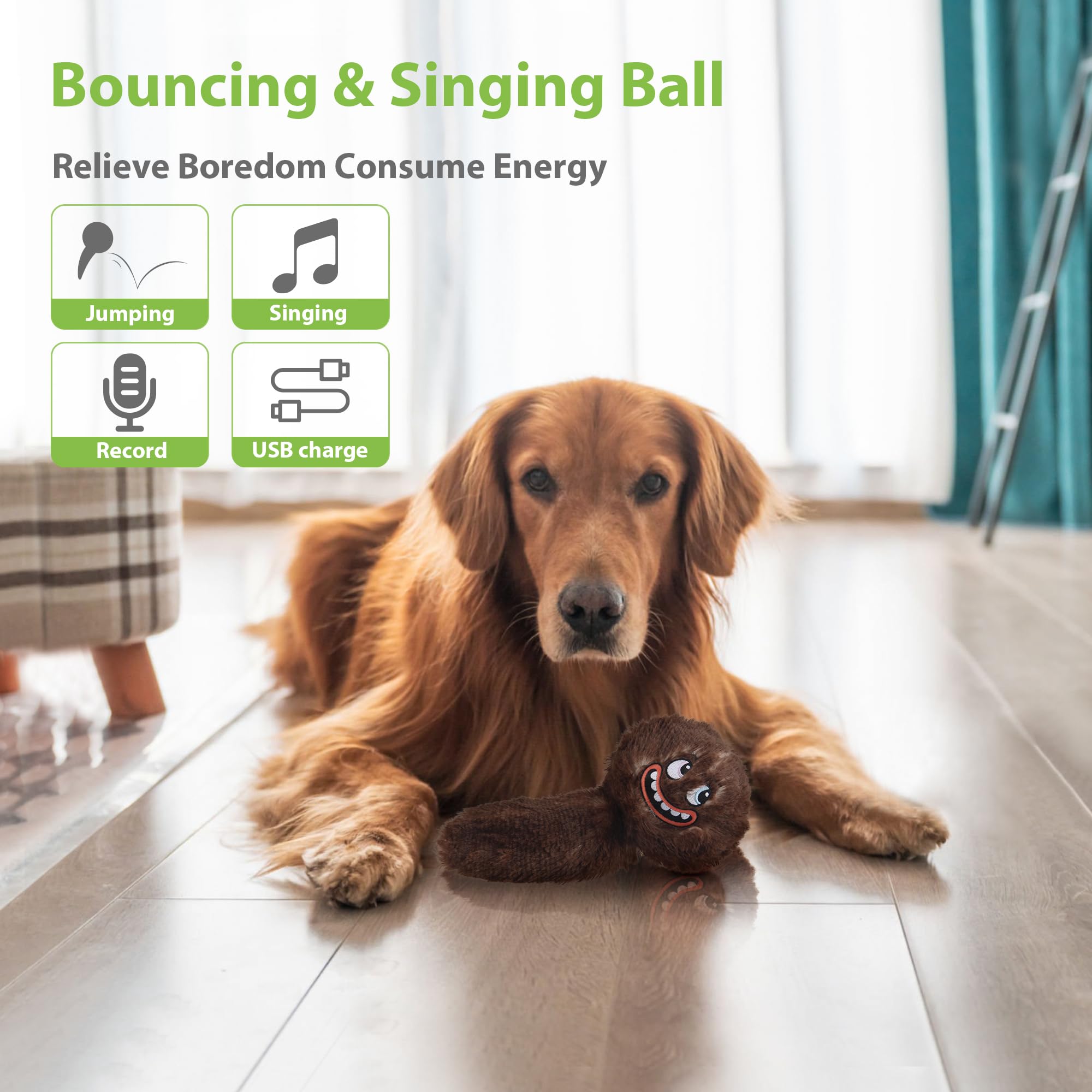 PETGEEK Interaktives Hundespielzeug – Quietschend, Vibrierend, Mit Aufnahme- Und Musikmodus, Wiederaufladbar
