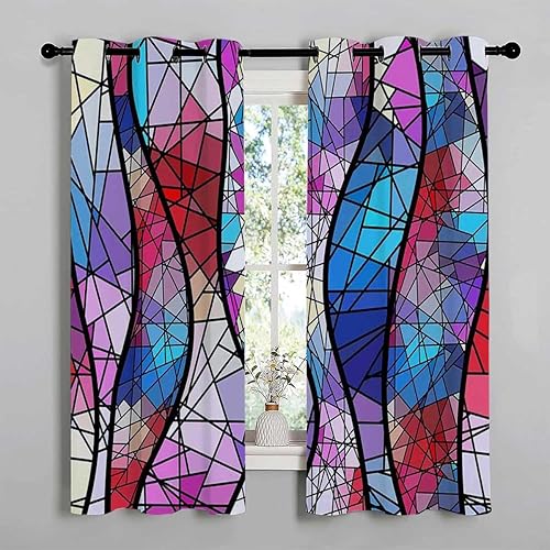 Miniatura 3 de Cortinas amortiguadoras de sonido, línea de arte abstracto, cortinas térmicas geométricas para puerta, cortinas para Ventanas de Cuarto 63 pulgadas