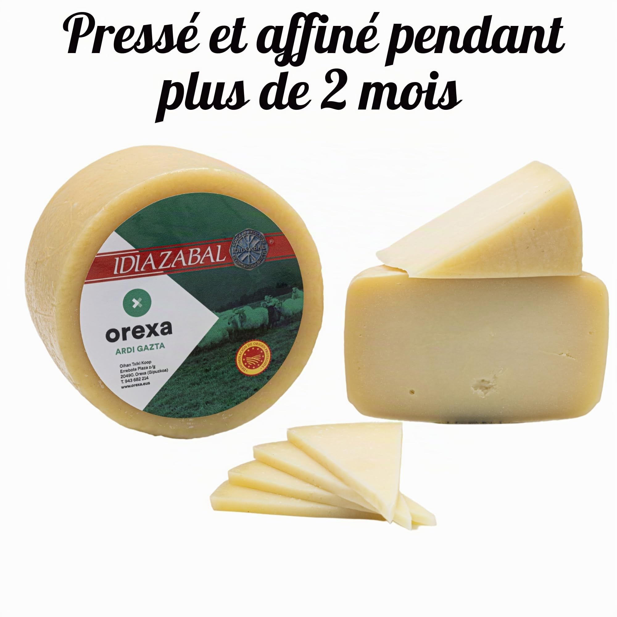 THE BASQUE gourmet - Fromage blanc de brebis – Fromage Idiazabal AOP Naturel entier – 1,2 kg – Lait cru – Fromage affiné artisanal du Pays Basque – Présenté en boîte cadeau (1,2 Kg, Naturel)