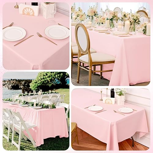 Miniatura 179 de Paquete de 10 manteles redondos de 120 pulgadas, mantel de poliéster blanco para mesa redonda, resistente a las manchas y a las arrugas, mantel