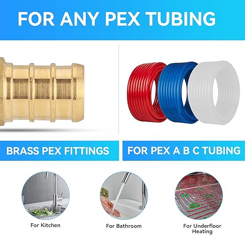 Miniatura 10 de Paquete de 10 accesorios PEX - Adaptador roscado macho NPT de 1 pulgada x 1 pulgada, ASTM F1807 adaptadores de engarce de latón para tuberías en