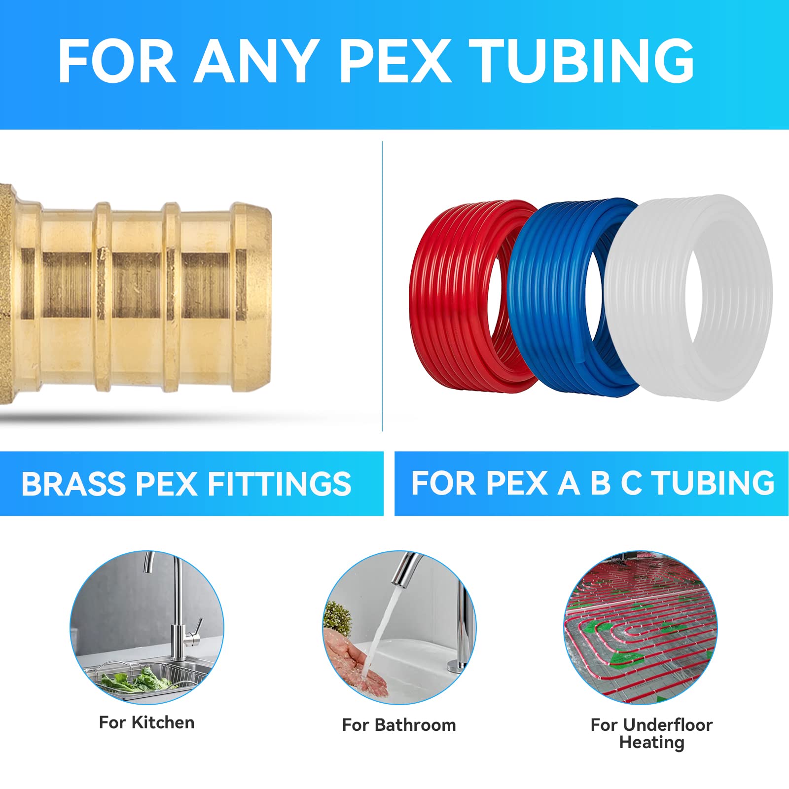 (Paquete de 25) Conectores hembra PEX de 3/4 x 3/4 pulgadas para soldar, accesorios PEX de latón y cobre, accesorios de plomería PEX con púas resistentes a la corrosión bajo tensión (PEX1807129-25Pa