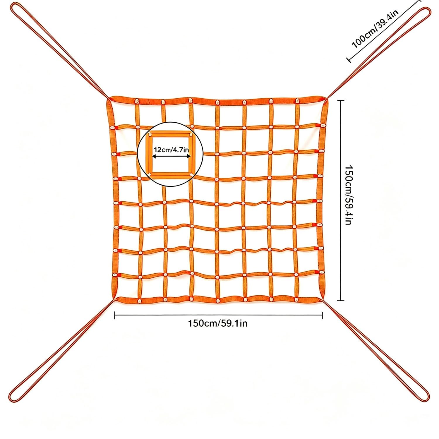 Hängendes Frachtnetz 1.5 x 1.5 m - 300kg Tragfähigkeit Polyester Gurtband