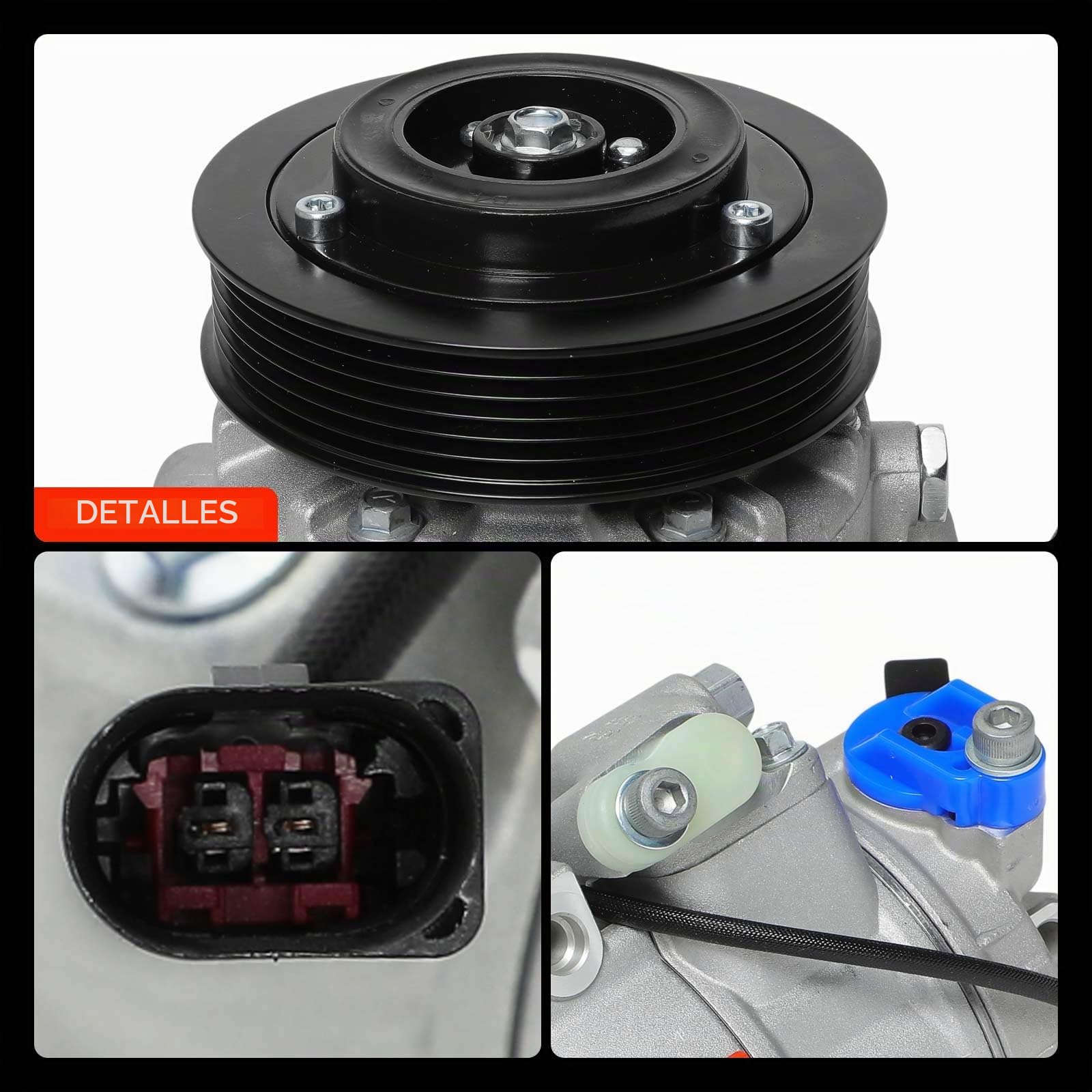 Frankberg Compresor de aire acondicionado con embrague 6Q0820803D | Compatible con: Polo 9A 9N, Golf IV Variante 1J5, Polo 6C1 6R1, Habitación 5J7, Ibiza IV ST 6J8 6P8, NH3 rápido NK3 NK6