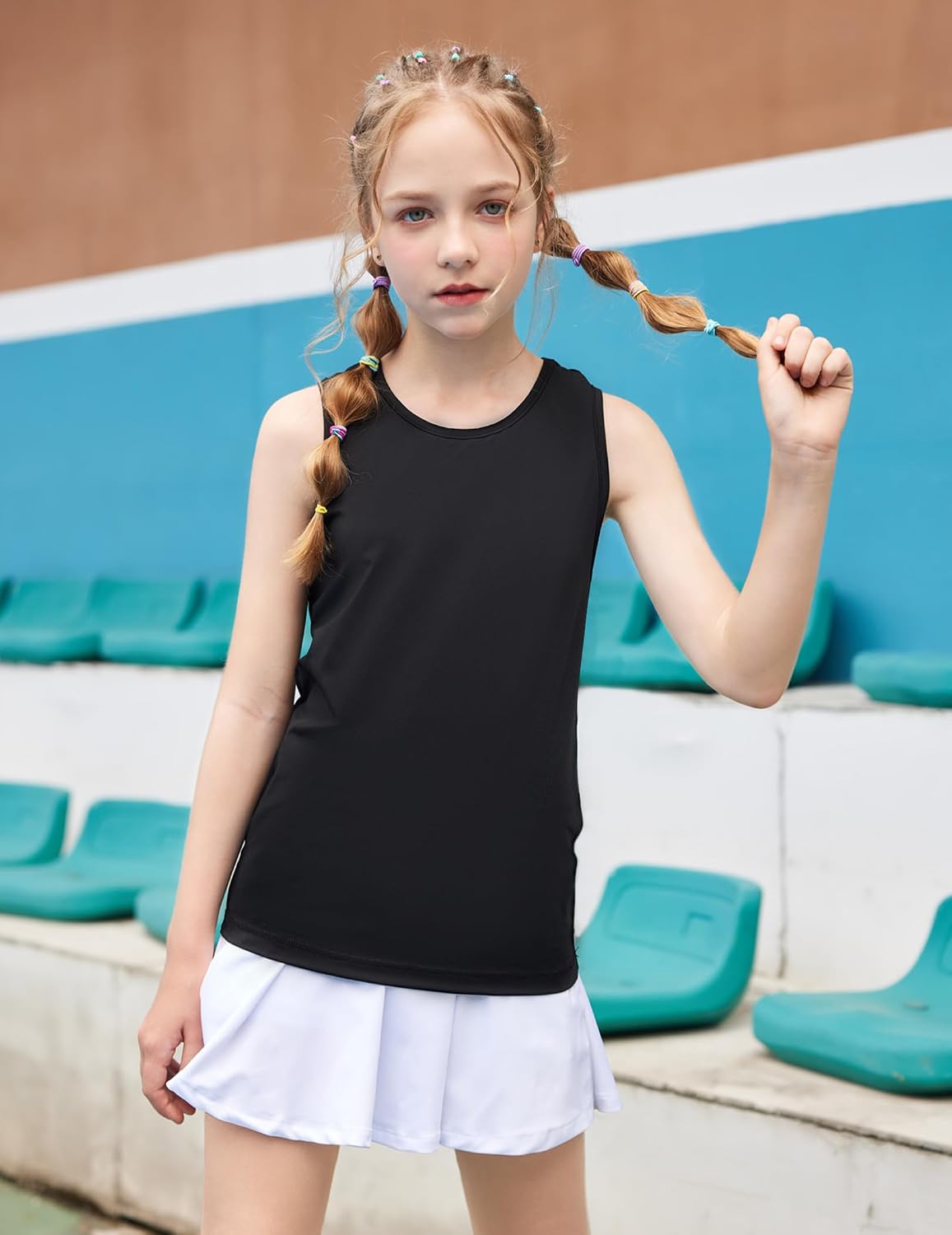 Zaclotre Girls Cross Back Hollow Tank Tops for Sports Workout Racerback Sleeveless Athletic Shirts