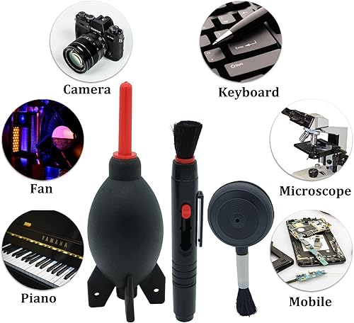 Miniatura 6 de El kit de limpieza de lentes contiene 2 piezas de soplador de aire de cohete de goma, bolígrafo de limpieza de lentes, cepillo de soplador limpiador