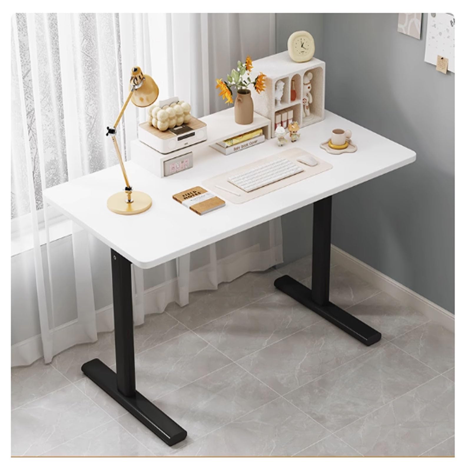 MYUYEE Computer Desk, Large Office Table For Home Office & Study, Ideal For Gaming & Writing Workstation (White-100 * 70Cm)