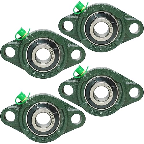 4 Pack UCFL202-10 Pillow Block Bearing, Flange Mount Ball Bearing Unit, Bore 5/8", 2-Bolt Flange, Self Aligning Cast Iron Housing, Set Screw Locking Style Flange Pillow Block Bearing