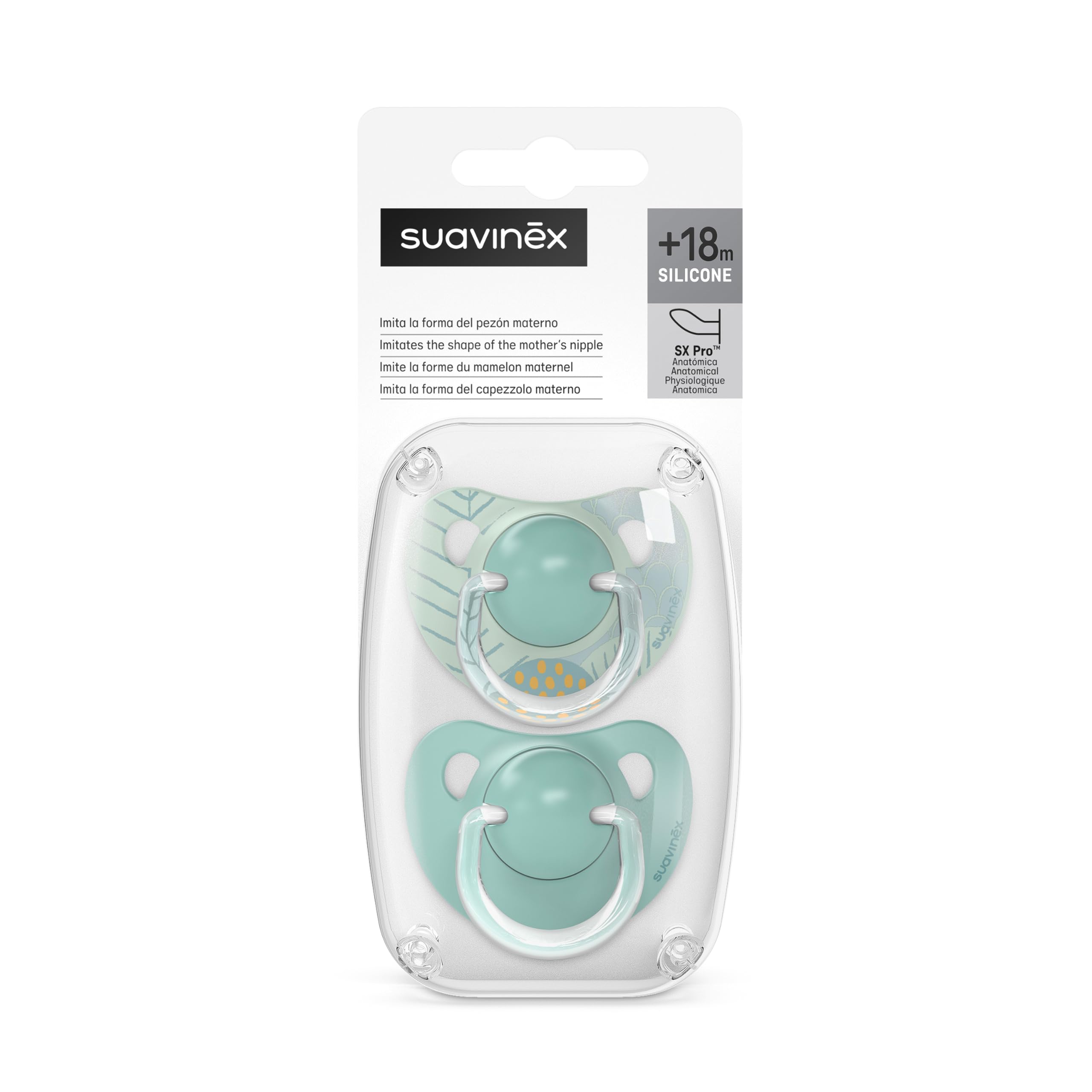 Suavinex, Pack de 2 Chupetes con Tetina Anatómica de Silicona SX Pro, para Bebés +18 Meses, Tetina más Plana y Flexible, Dreams Azul — view 4