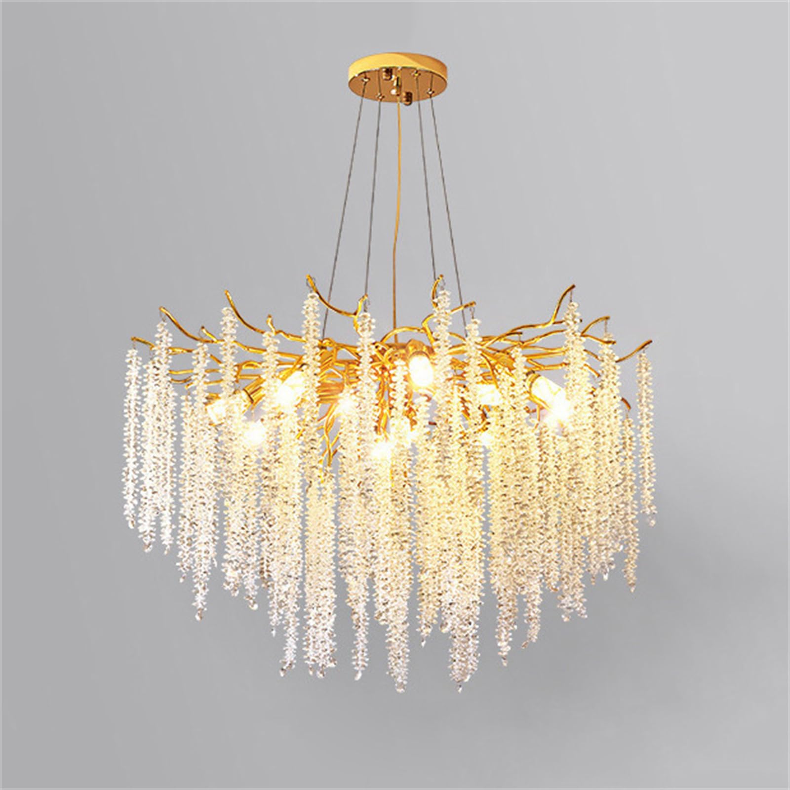 KXEcoLife Tree Branches Chandeliers D80cm Luxury Round Crystal Raindrop Pendant Light Modern Chandelier 10 Lights Kitchen Island Hanging Fixture for Living Room Dining Foyer Entryway