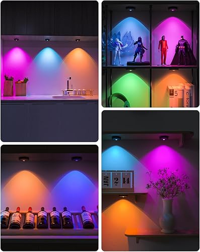 Miniatura 3 de WILLED Luces de disco RGB recargables con control remoto, luces de grifo a batería de 1200 mAh, iluminación táctil regulable debajo del gabinete,
