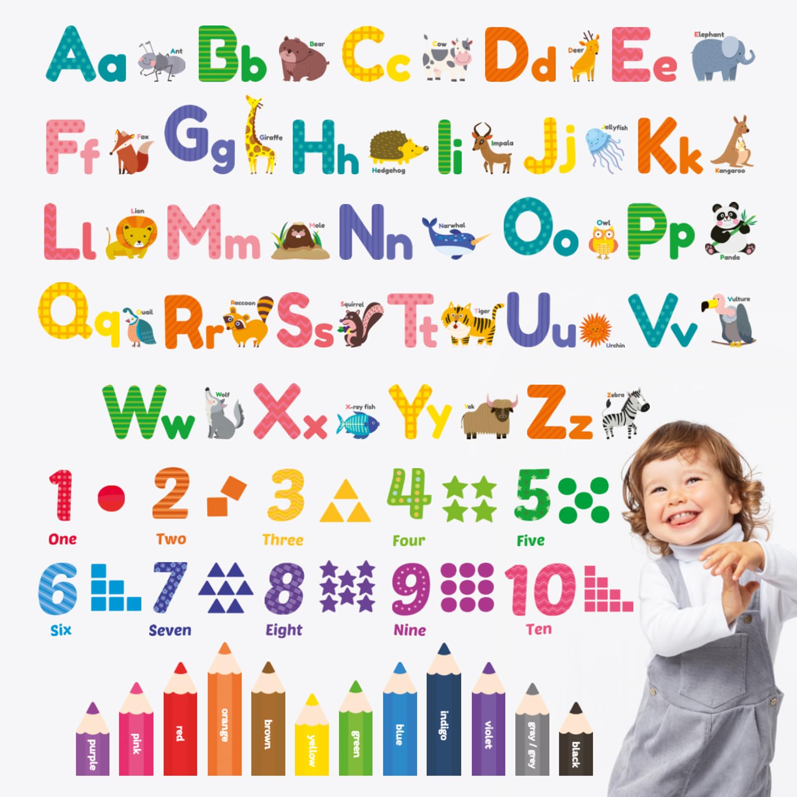ART & DECORATION 号数4 Amazon.com: DECOWALL Alphabet Wall Decals Stickers ABC 123 Numbers